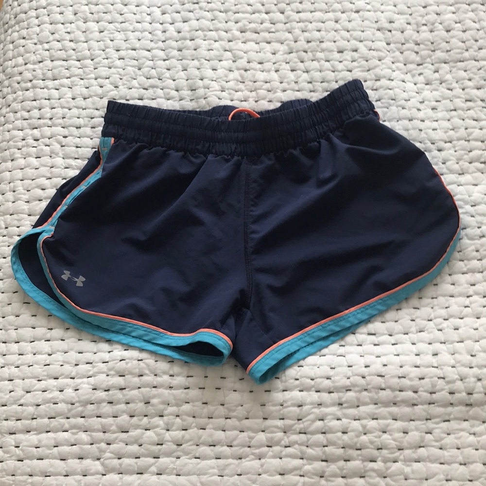 Under armour running shorts navy orange xs fly by